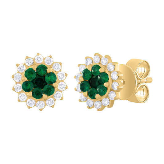 14k Gold Diamond Flower with Emerald Gift Set