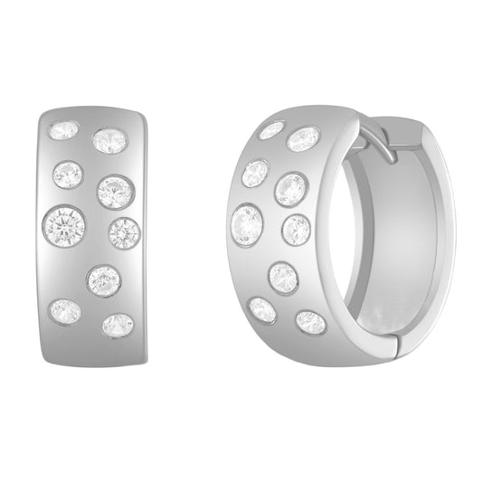 Chunky Diamond Sprinkled Huggie Hoop Earrings