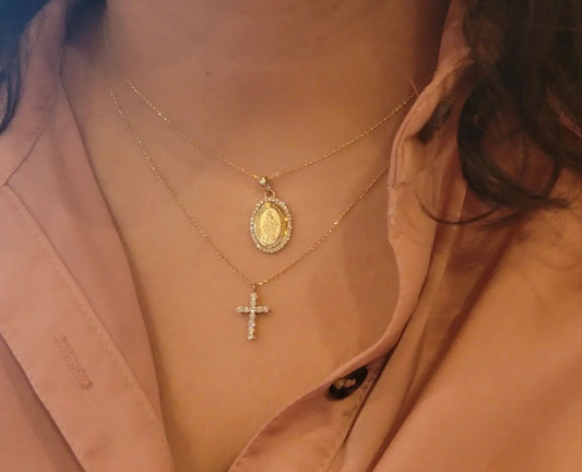 Medium Diamond Miraculous Medal Necklace
