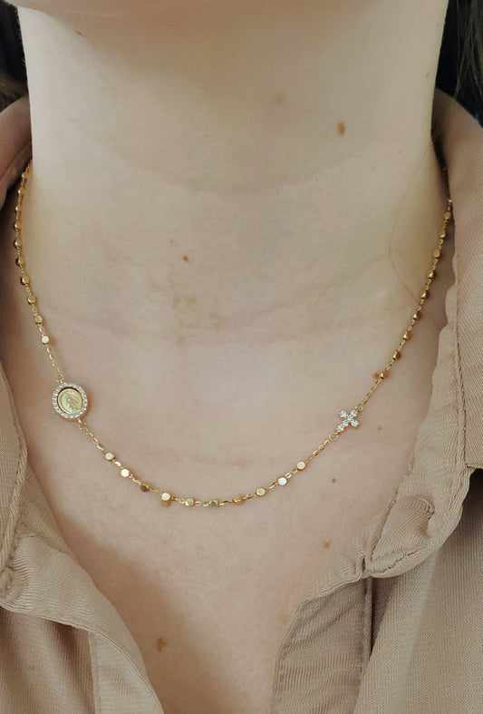 Diamond Nugget Mirror Beads Rosary