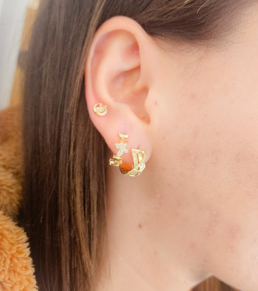 Diamond Butterfly Hoop Earrings