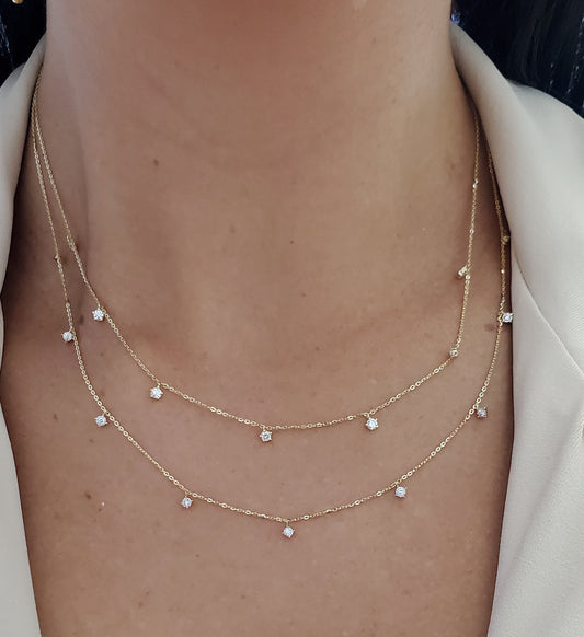 Multi Diamond Dangle Necklace
