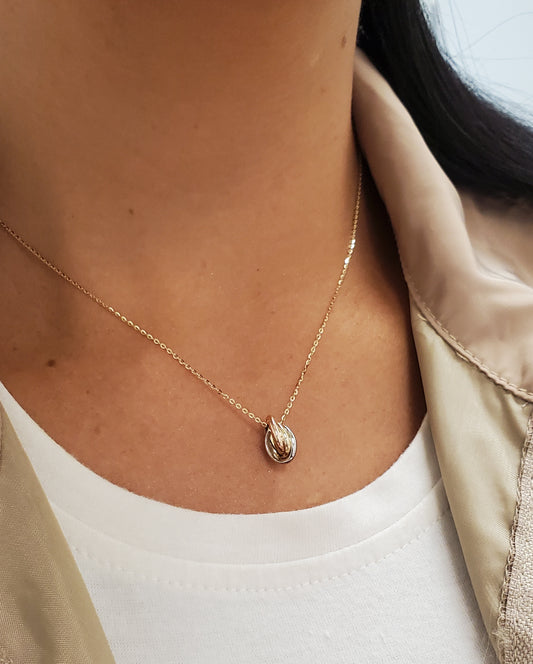 Tricolor Gold Oval Love Knot Necklace