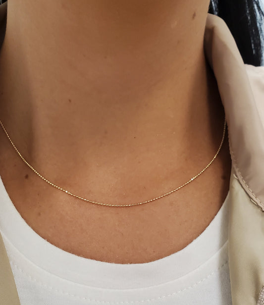 14K Gold Beaded Chain