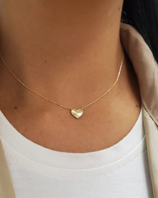 Radiant Gold Beaded Heart Necklace