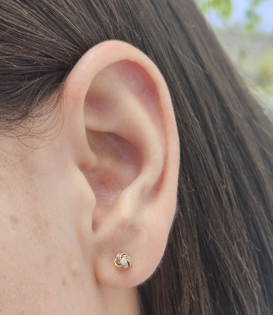 Miniature Love knot Cubic Zirconia accent Earrings