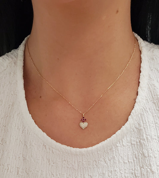 Color Stone Sacred Heart Necklace