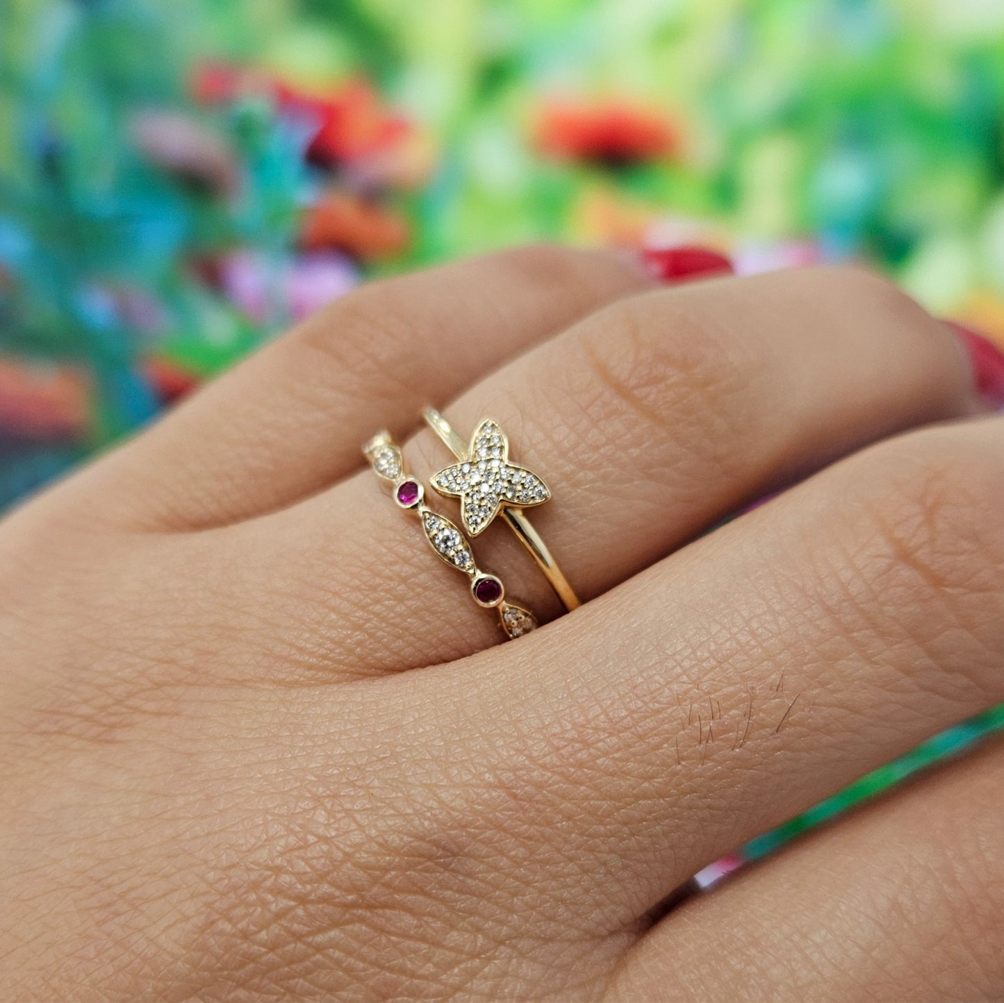 Dainty Diamond Pave Butterfly Ring