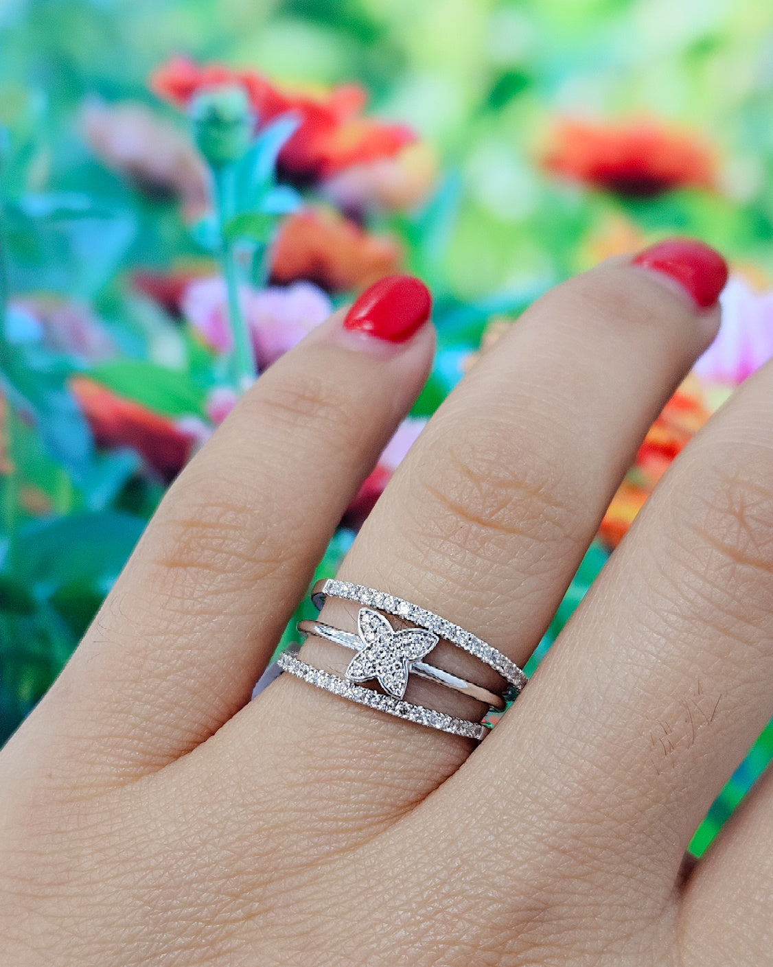Dainty Diamond Pave Butterfly Ring