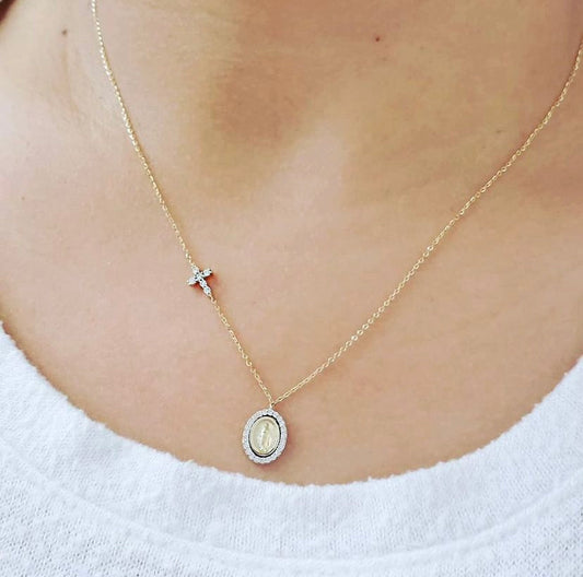 Diamond Miraculous with Cross Necklace