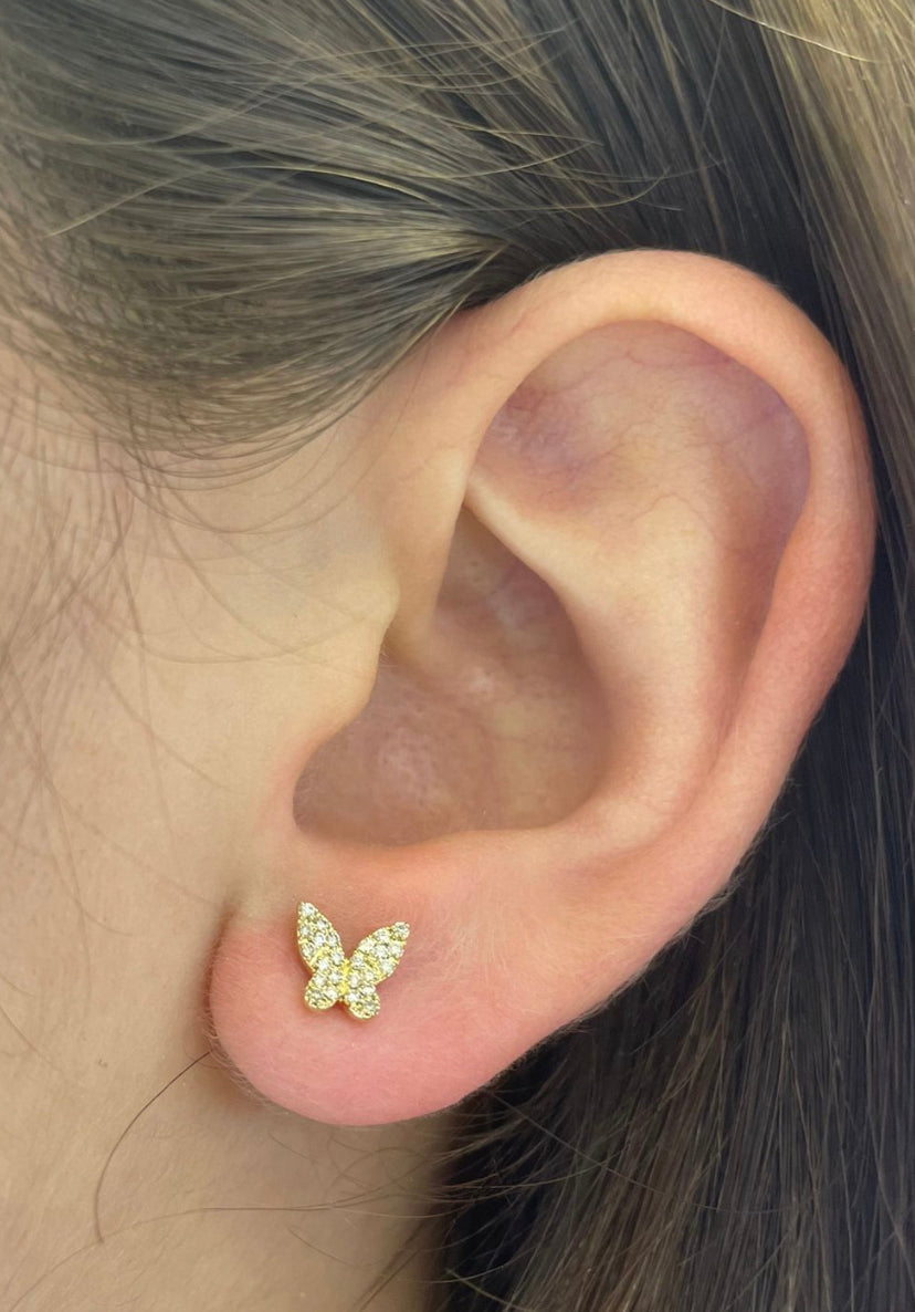 Diamond Butterfly Stud Earrings