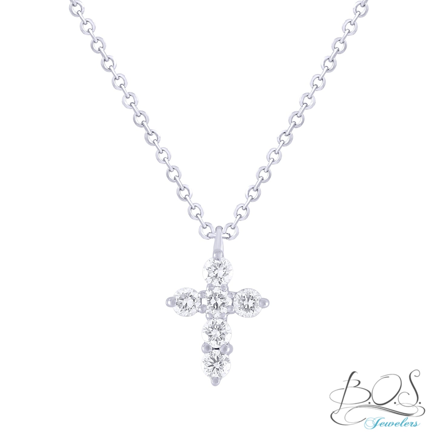 Miniature Diamond Cross in Solid 14K Yellow Gold