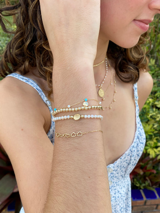 Station Color Stone Bead Bracelet 3mm