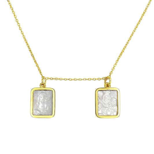 Mother of Pearl Double Scapular Forward Facing Necklace