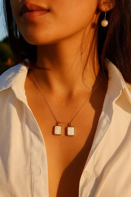 Mother of Pearl Double Scapular Forward Facing Necklace