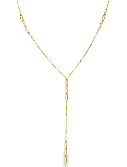 Lariat Paperclip and Cable Link Necklace