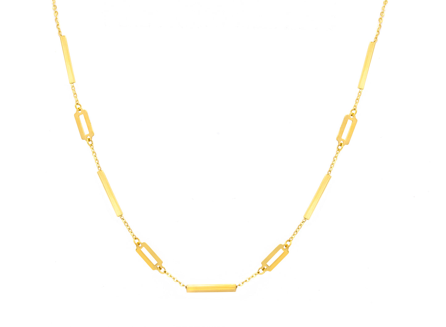 Bar and Link Chain Necklace crafted in 14 Karat Gold