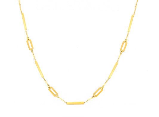 Bar and Link Chain Necklace crafted in 14 Karat Gold