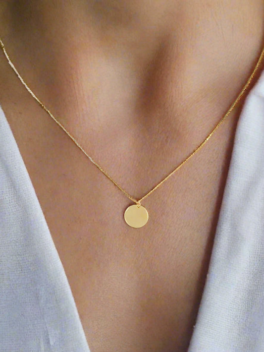 Single Circle Disc Charm Necklace