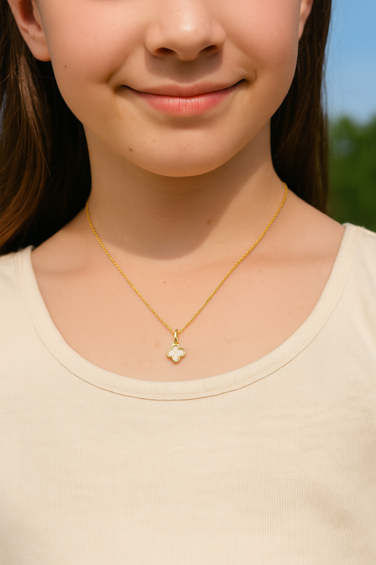 Mini Mother of Pearl Clover Necklace