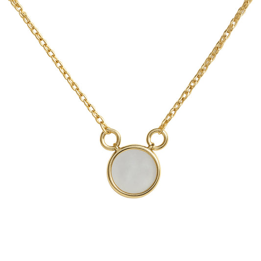 Fine Bezel Single Circle Mother of Pearl Necklace