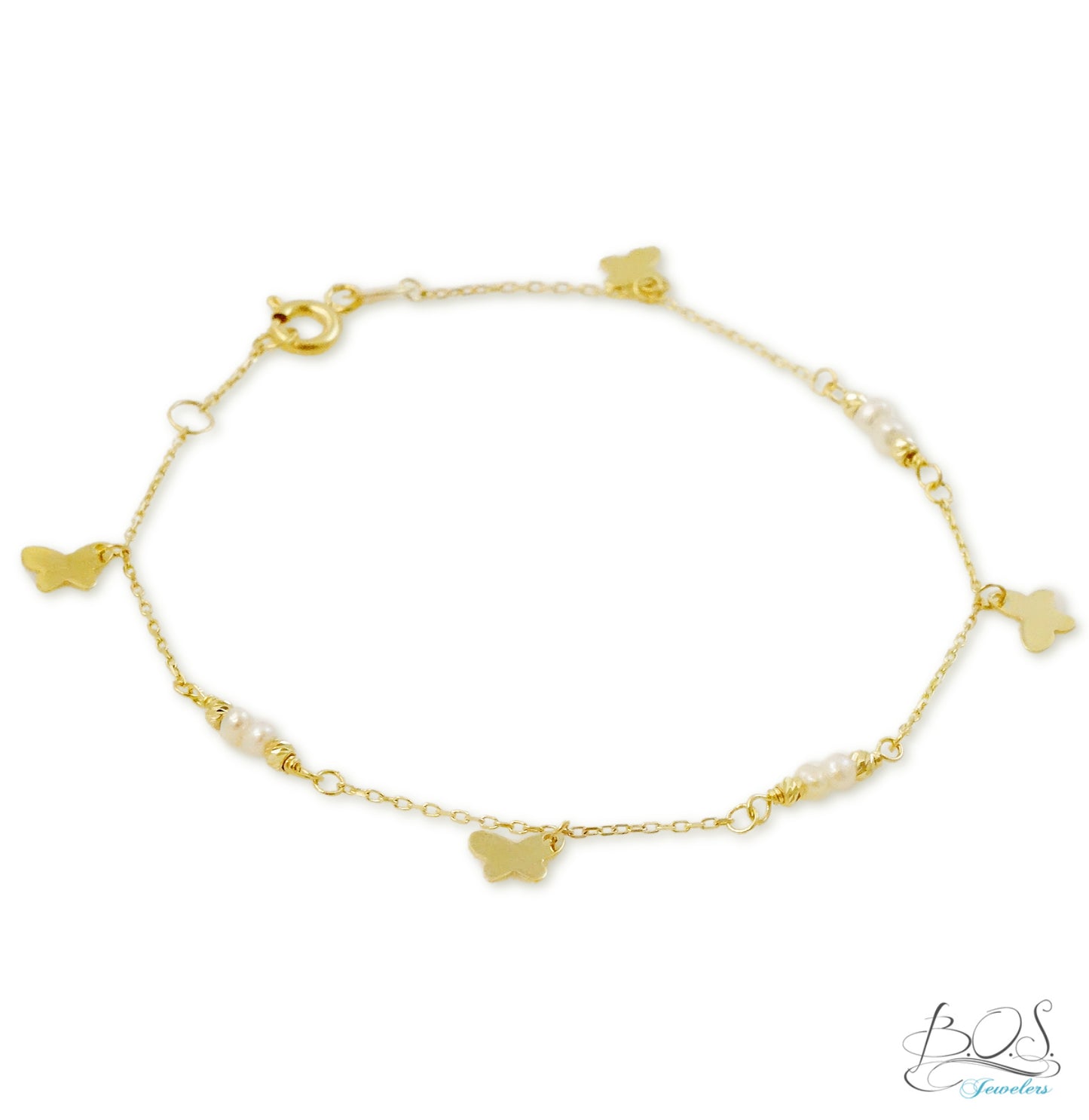 14K Multi Pearls and Butterfly