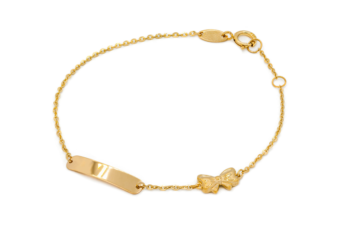 Baby ID Bracelet with Bow 14K Gold