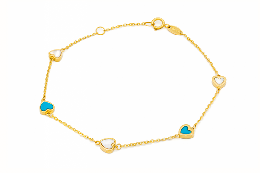 Hearts with Pearl or Turquoise Bracelet