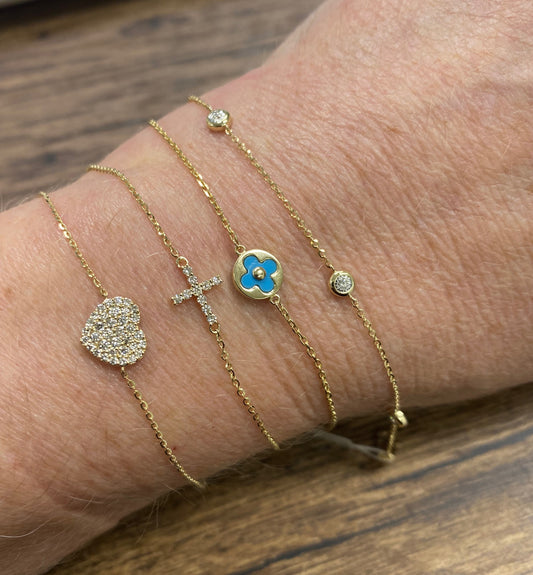 Endless Love 14K Gold Diamond Pave Heart Bracelet