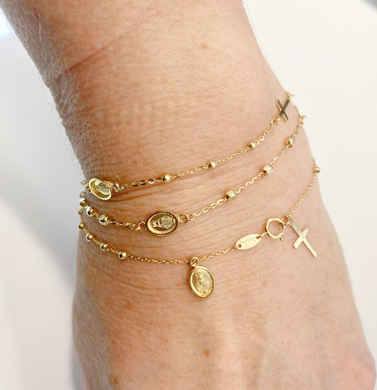 Miraculous and Cross Rosary Religious Bracelet