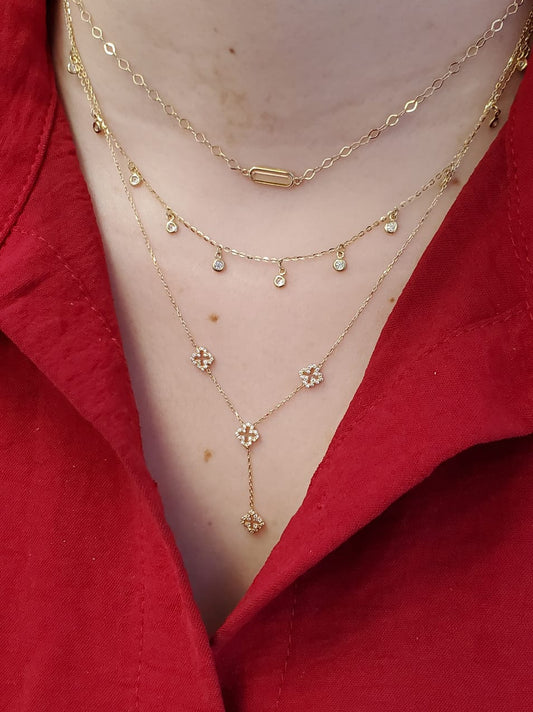 Oval Citrine or White Topaz Open Cable Link Necklace