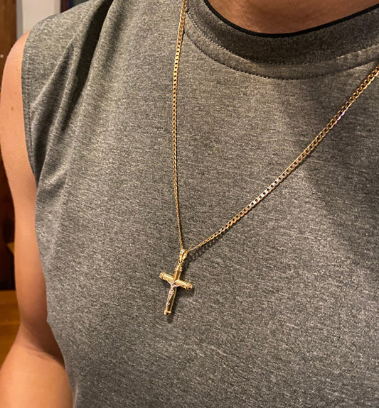 Two-Tone Crucifix Cross with Jesus Christ