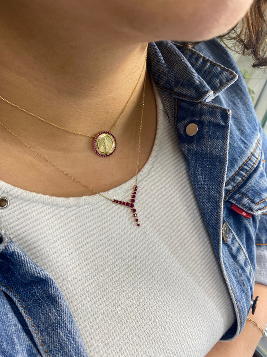 Vibrant Natural Color Stone Lariat Gold Necklace