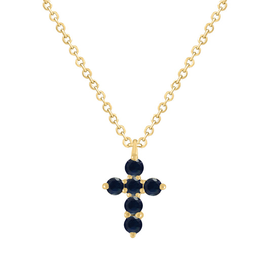 Color Stone Gemstone Miniature Cross Necklace