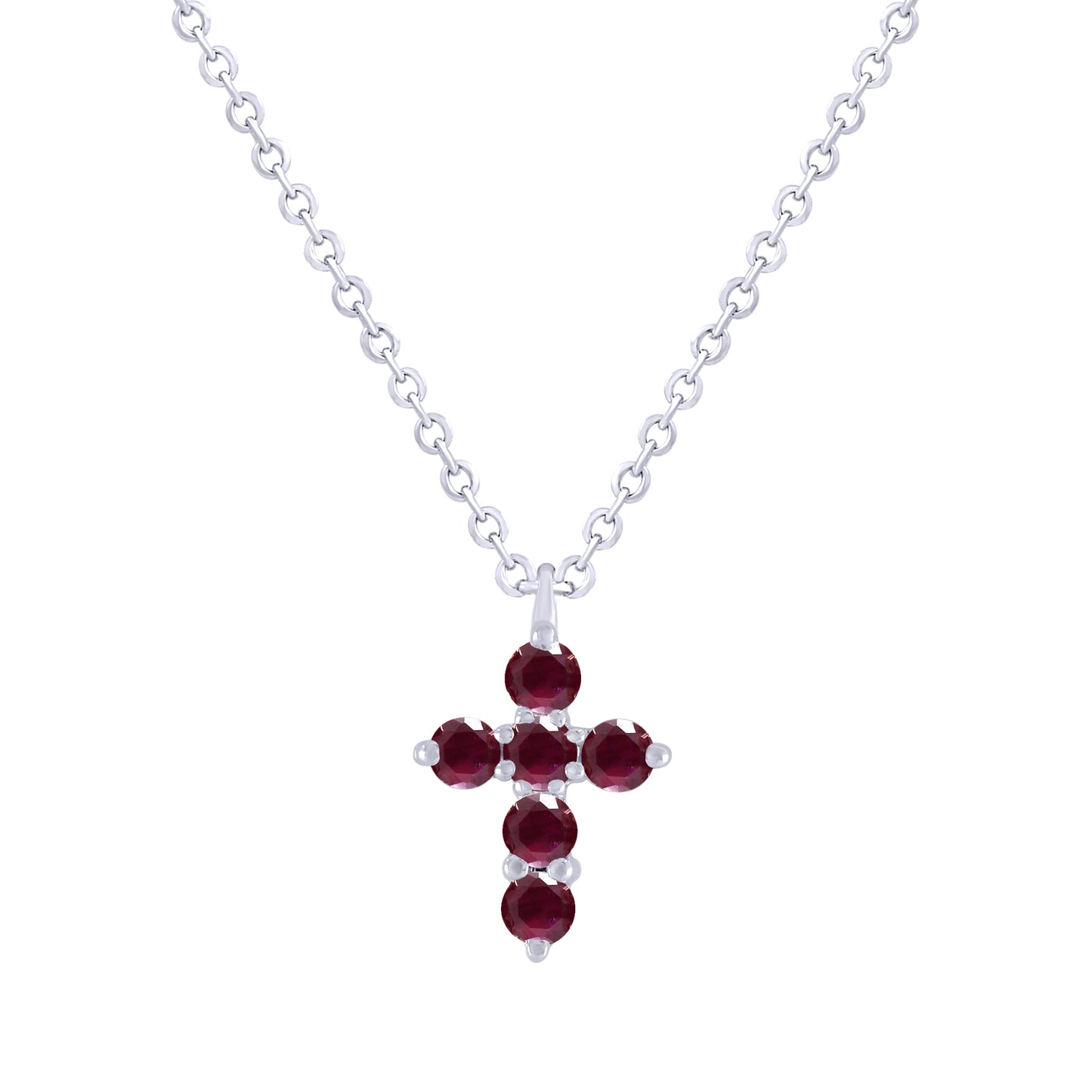 Miniature Color Stone Cross Necklace