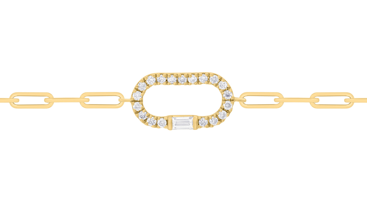 Oval Diamond Paperclip Link Bracelet
