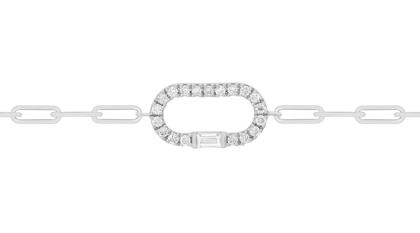 Oval Diamond Paperclip Link Bracelet