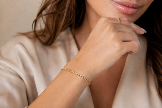 14K Gold Dainty Natural Diamond Tennis Bracelet – 1.05 CT