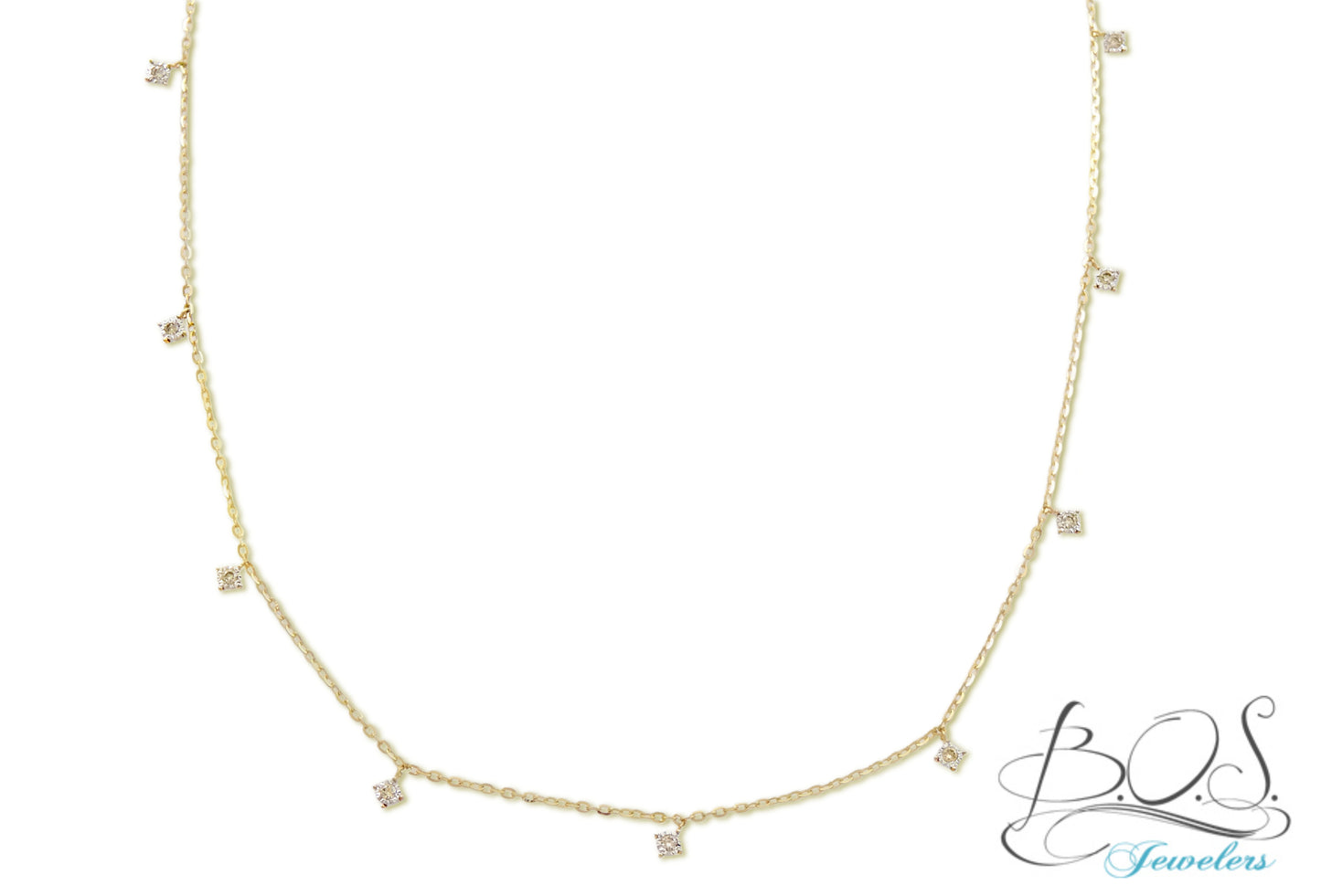 14K Gold Multi Dangling Diamond Illusion Necklace