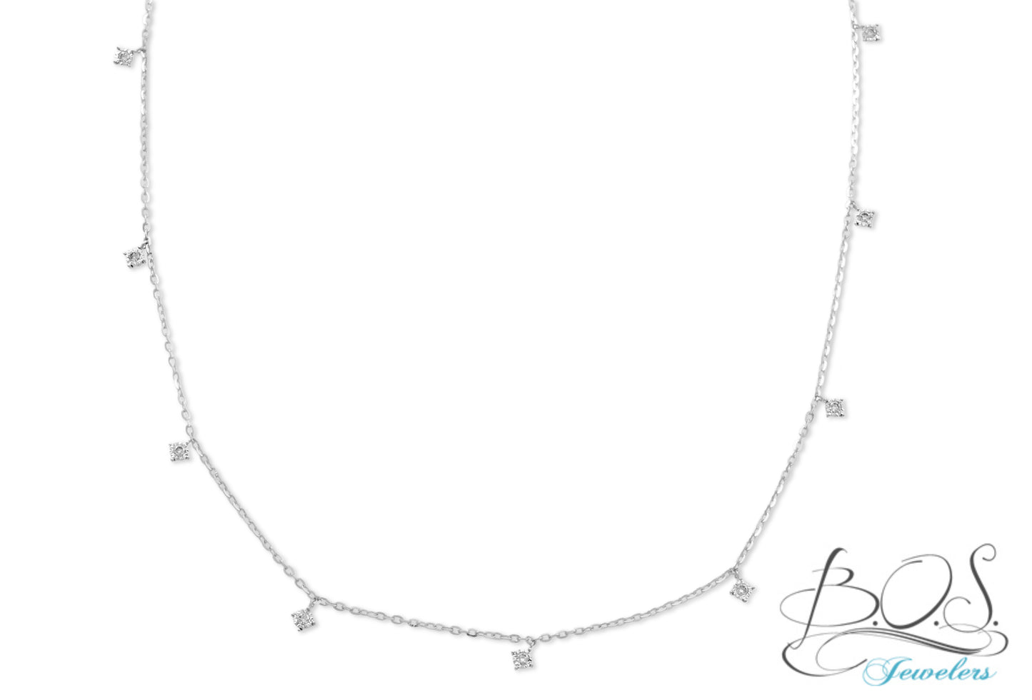 14K Gold Multi Dangling Diamond Illusion Necklace