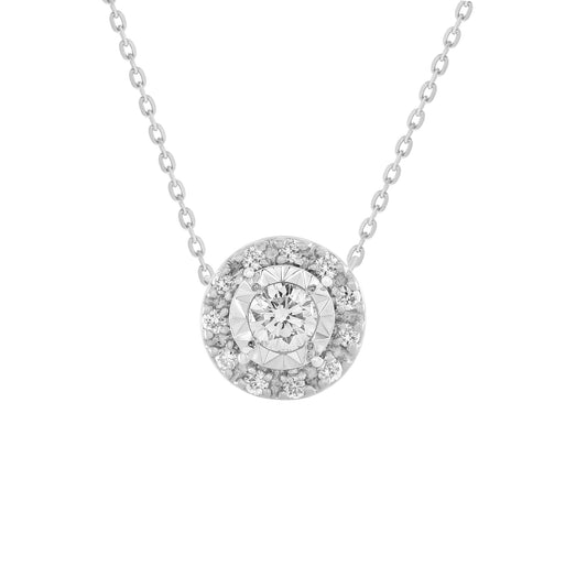 Circle Necklace with Diamond Illusion Solitaire