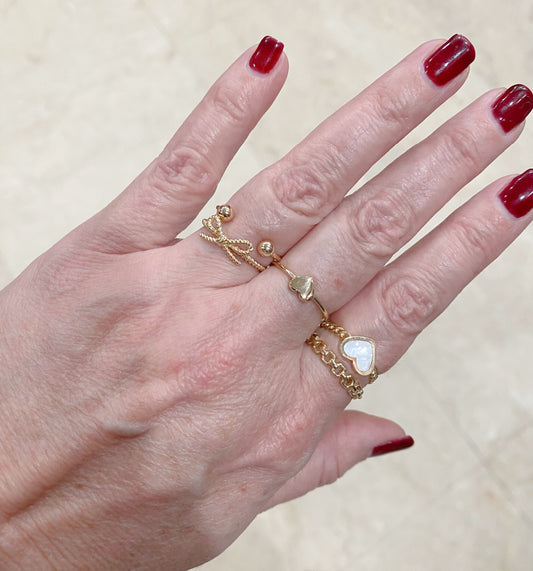 Heart Mother Of Pearl Curb Link Ring