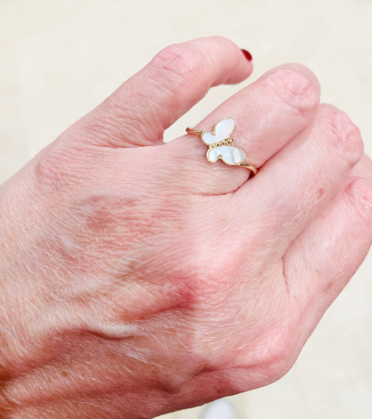 Butterfly Mother of Pearl Ring