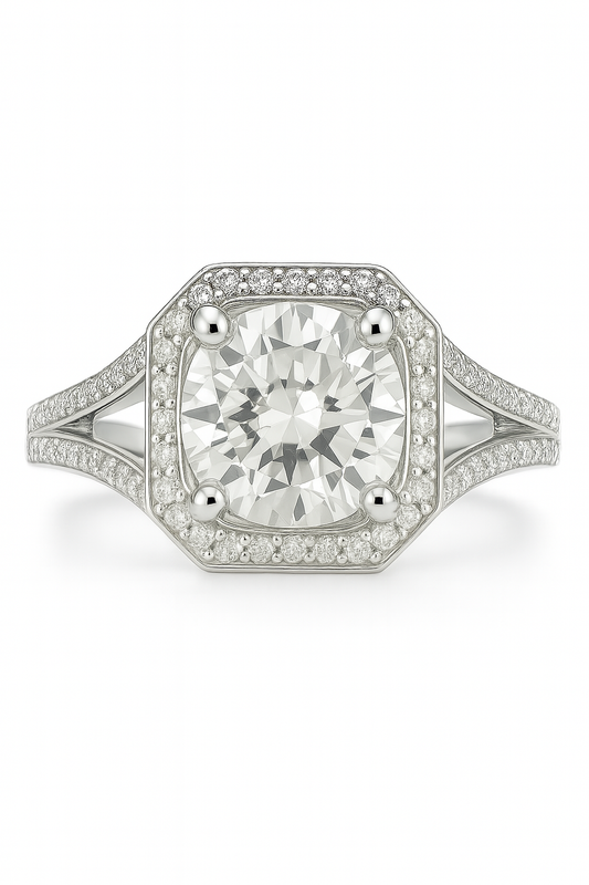 18K White Gold Micro-Pave Diamond Semi Mount Engagement Ring