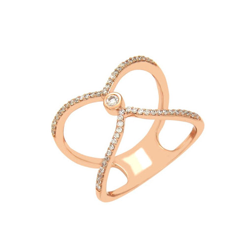 Criss Cross Center Diamond Ring