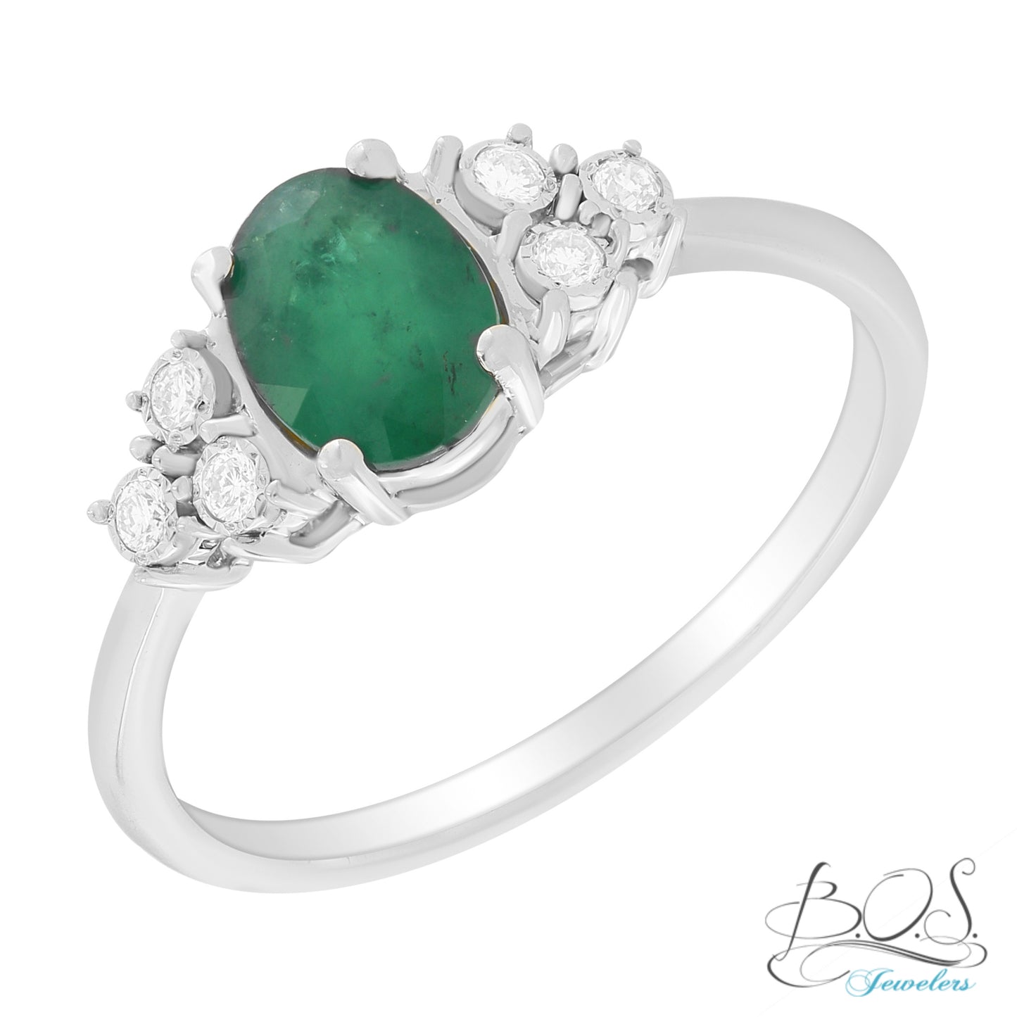14K Gold Oval Color Stone with Diamond Illusions Ring
