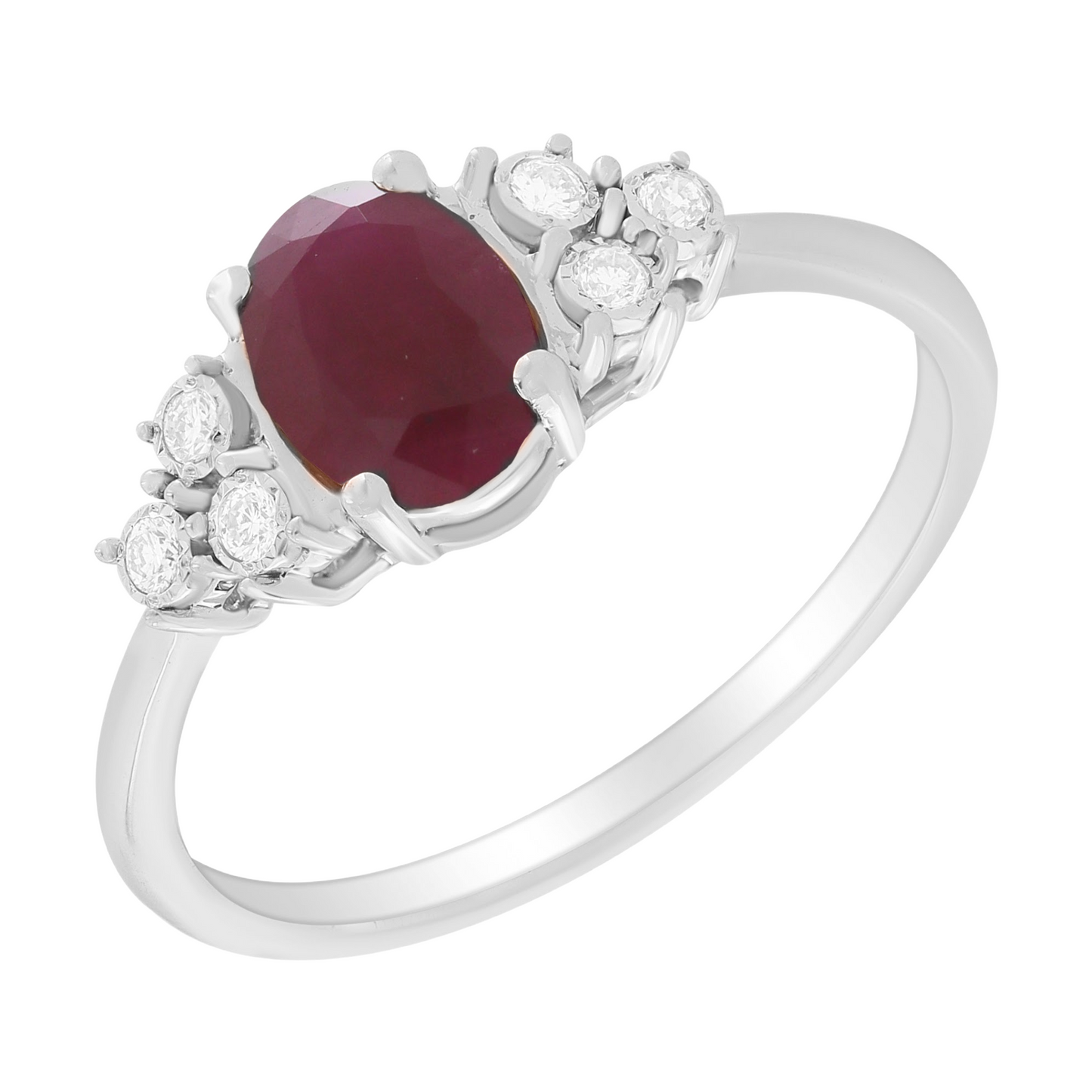 Oval Color Stone with Diamond  Illusions Ring