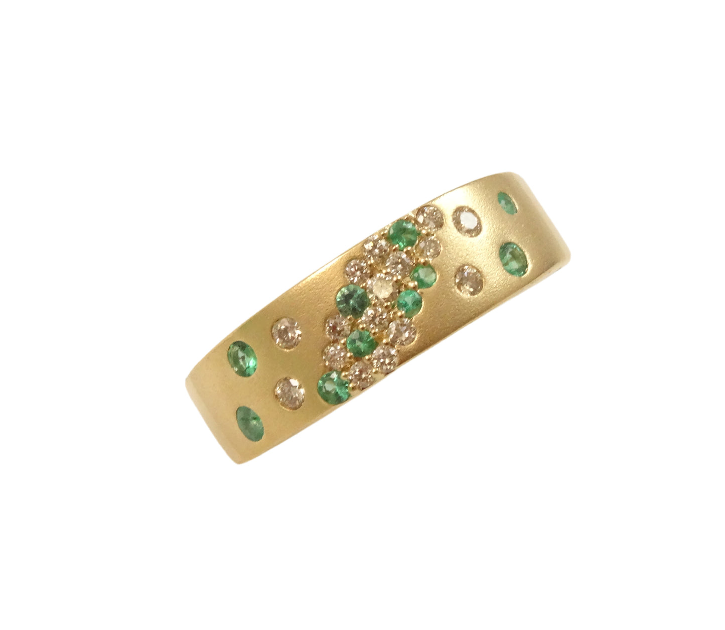 14K Gold Satin Finish Color Stone and Diamond