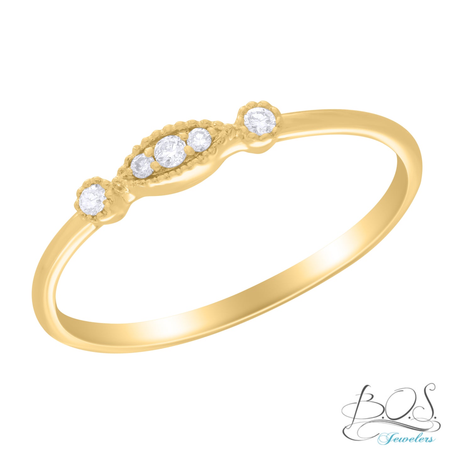 14K Gold Eye Shape Diamond Ring