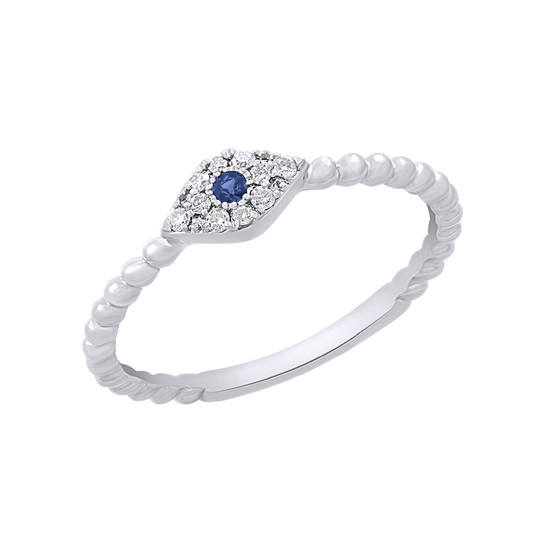 Miniature Diamond Evil Eye Gold Ring
